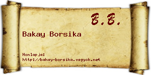 Bakay Borsika névjegykártya